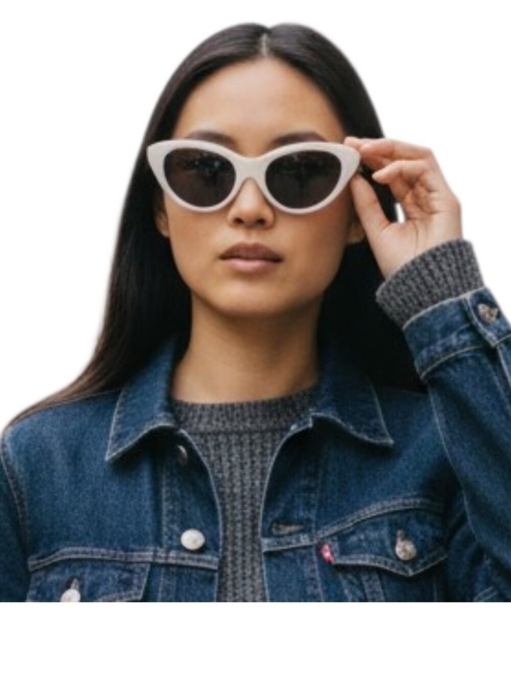 COACH White Cat Eye Sunglasses with Black Gradient Lenses